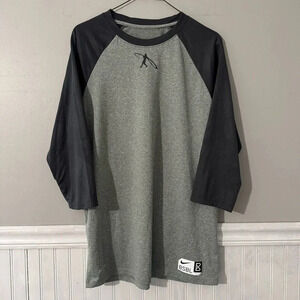 Men’s Size S Nike Baseball Swingman Raglan Gray Training Shirt Athletic Cut